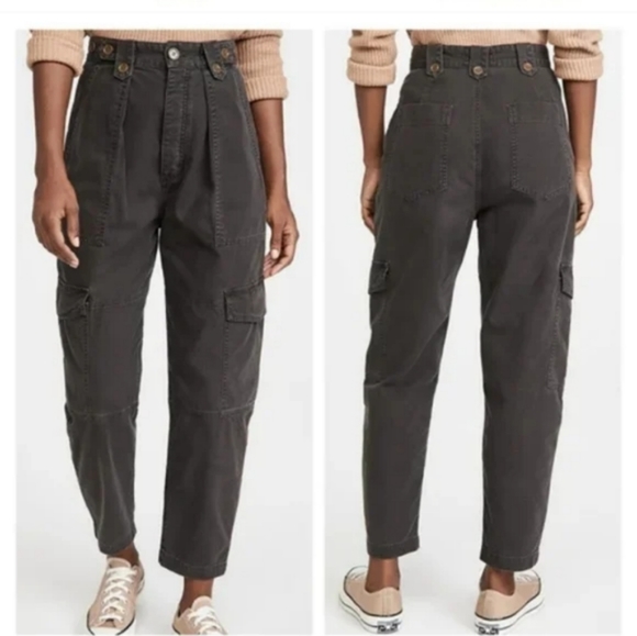 Agolde Mari Oversized Twill Utility Cargo Pants Caramel Brown Carpenter - Picture 5 of 7